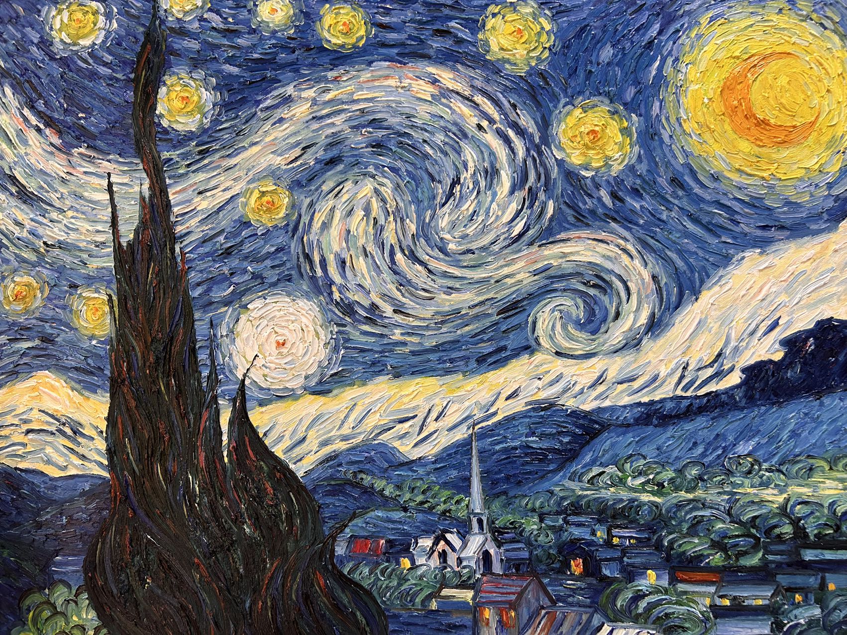 The Starry Night by Vincent Van Gogh Hand-Painted Oil Reproduction on Linen