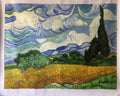 Wheat Field with Cypresses (1889) by Vincent van Gogh Hand-Painted Oil Reproduction on Linen